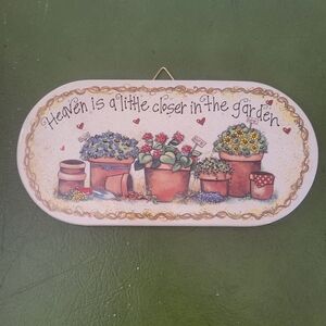 Nwot Garden Heaven Themed Wall Plaque Pots Flowers Spring Summer Decor